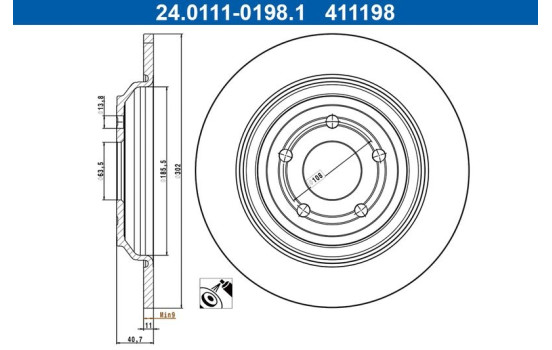 Brake disc 24.0111-0198.1 ATE