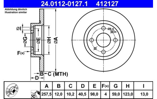 Brake Disc 24.0112-0127.1 ATE, Image 3