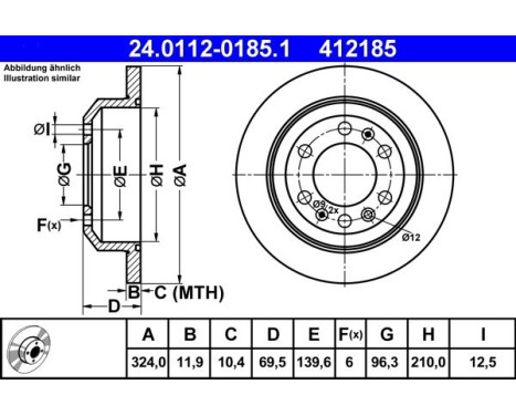 Brake Disc 24.0112-0185.1 ATE, Image 2