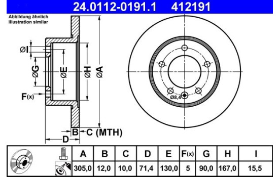 Brake Disc 24.0112-0191.1 ATE, Image 3