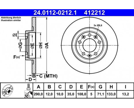 Brake Disc 24.0112-0212.1 ATE