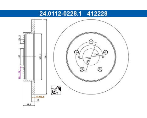 Brake disc 24.0112-0228.1 ATE