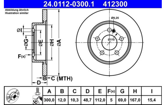 Brake Disc 24.0112-0300.1 ATE, Image 2