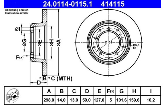 Brake Disc 24.0114-0115.1 ATE, Image 2