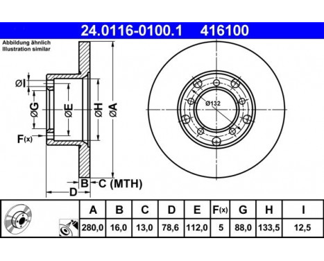 Brake Disc 24.0116-0100.1 ATE, Image 2