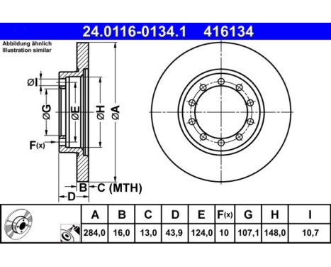 Brake Disc 24.0116-0134.1 ATE