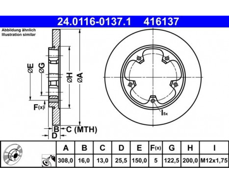 Brake Disc 24.0116-0137.1 ATE