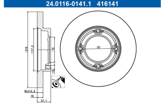 Brake disc 24.0116-0141.1 ATE