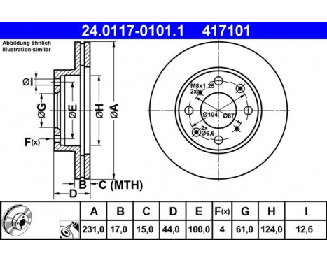 Brake Disc 24.0117-0101.1 ATE, Image 2