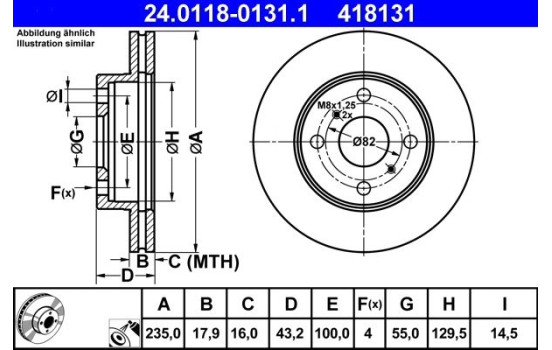 Brake Disc 24.0118-0131.1 ATE, Image 2
