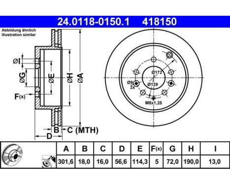 Brake Disc 24.0118-0150.1 ATE