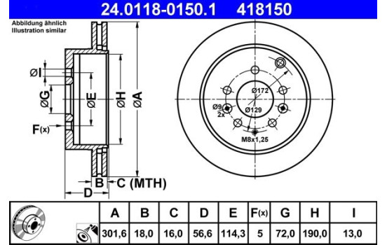 Brake Disc 24.0118-0150.1 ATE