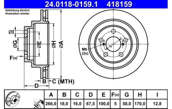 Brake Disc 24.0118-0159.1 ATE