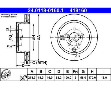 Brake Disc 24.0118-0160.1 ATE