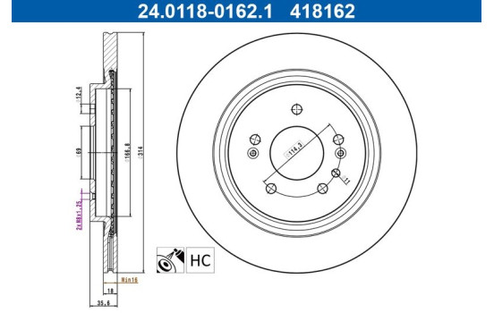 Brake disc 24.0118-0162.1 ATE