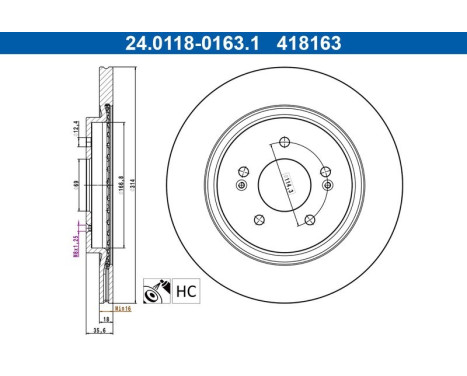 Brake disc 24.0118-0163.1 ATE