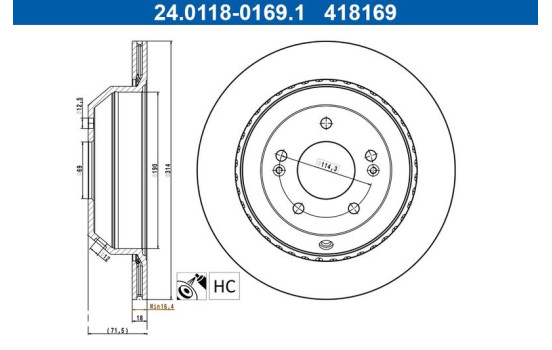 Brake disc 24.0118-0169.1 ATE