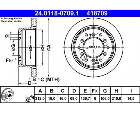 Brake Disc 24.0118-0709.1 ATE, Image 2