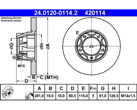 Brake Disc 24.0120-0114.2 ATE, Image 2