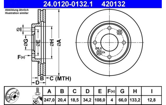 Brake Disc 24.0120-0132.1 ATE, Image 3