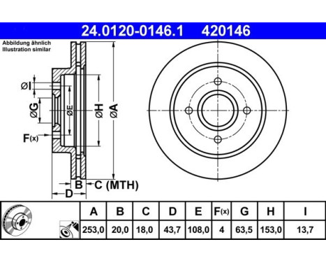 Brake Disc 24.0120-0146.1 ATE, Image 2