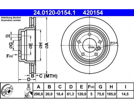 Brake Disc 24.0120-0154.1 ATE, Image 2