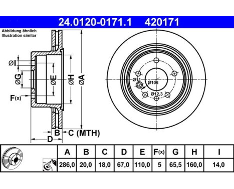 Brake Disc 24.0120-0171.1 ATE, Image 2