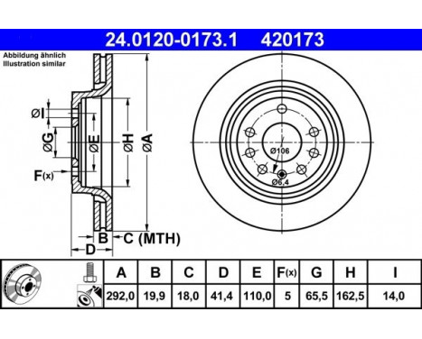 Brake Disc 24.0120-0173.1 ATE, Image 2