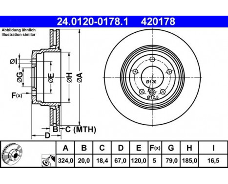 Brake Disc 24.0120-0178.1 ATE, Image 2