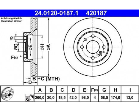 Brake Disc 24.0120-0187.1 ATE, Image 2