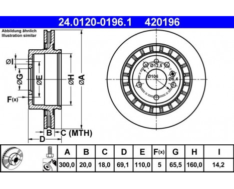 Brake Disc 24.0120-0196.1 ATE, Image 2