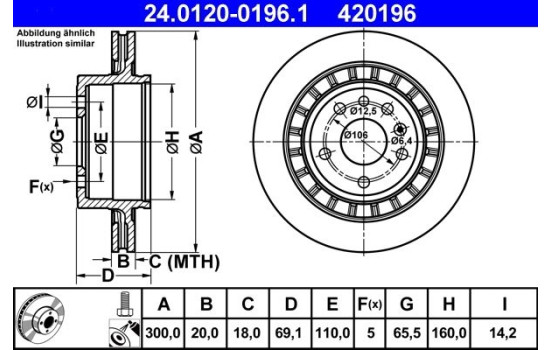 Brake Disc 24.0120-0196.1 ATE, Image 2