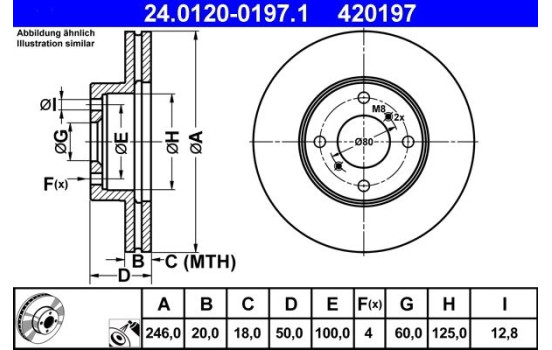 Brake Disc 24.0120-0197.1 ATE, Image 2