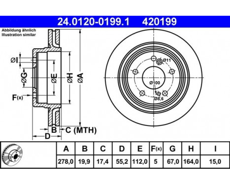 Brake Disc 24.0120-0199.1 ATE, Image 2
