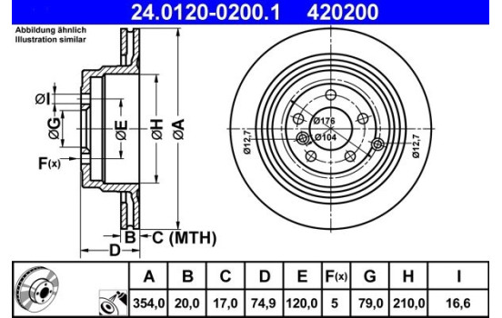 Brake Disc 24.0120-0200.1 ATE, Image 2