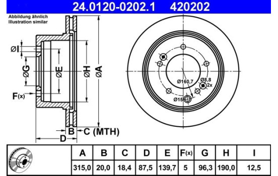 Brake Disc 24.0120-0202.1 ATE, Image 2