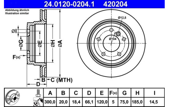 Brake Disc 24.0120-0204.1 ATE, Image 5