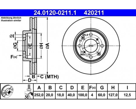 Brake Disc 24.0120-0211.1 ATE, Image 2