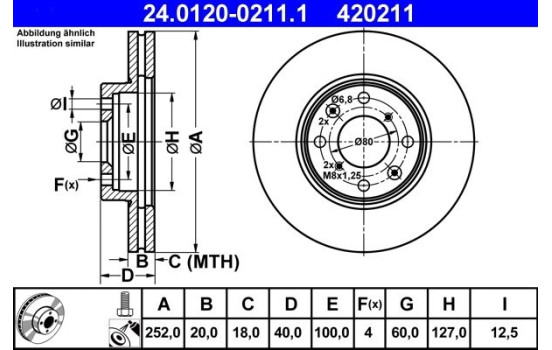 Brake Disc 24.0120-0211.1 ATE, Image 2
