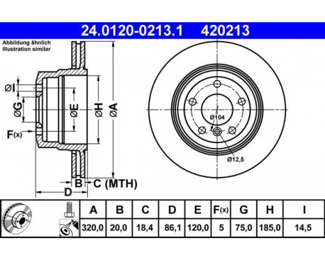 Brake Disc 24.0120-0213.1 ATE, Image 2