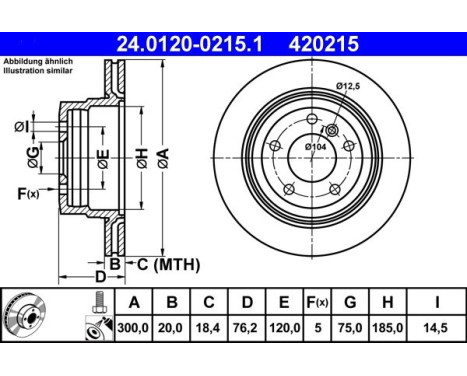 Brake Disc 24.0120-0215.1 ATE, Image 3