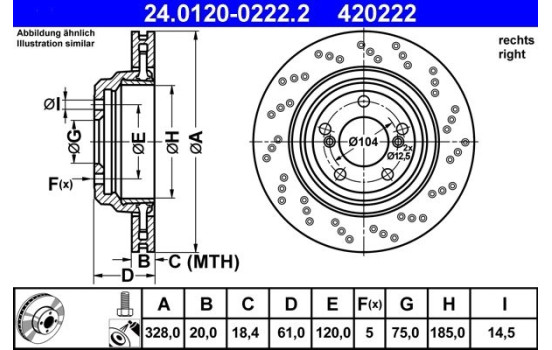 Brake Disc 24.0120-0222.2 ATE