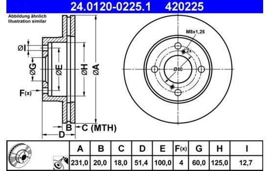 Brake Disc 24.0120-0225.1 ATE, Image 2