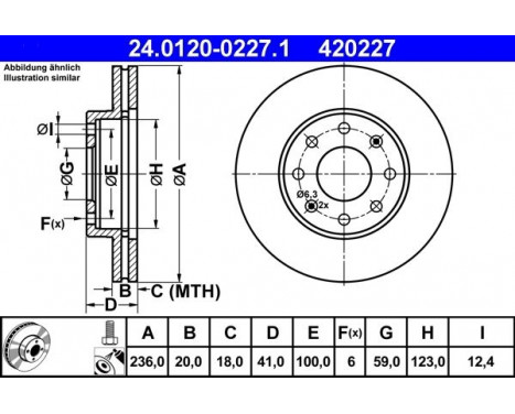 Brake Disc 24.0120-0227.1 ATE, Image 2