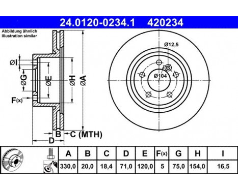 Brake Disc 24.0120-0234.1 ATE, Image 2