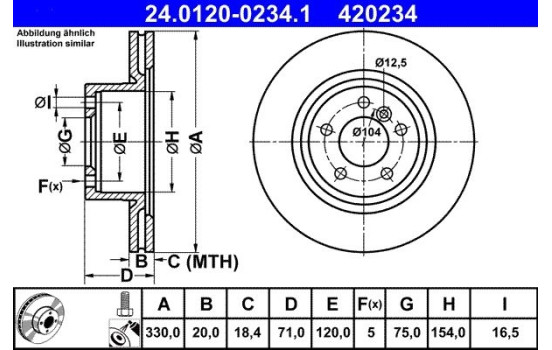 Brake Disc 24.0120-0234.1 ATE, Image 2