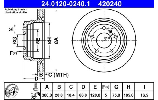 Brake Disc 24.0120-0240.1 ATE, Image 2