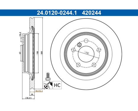 Brake Disc 24.0120-0244.1 ATE, Image 2