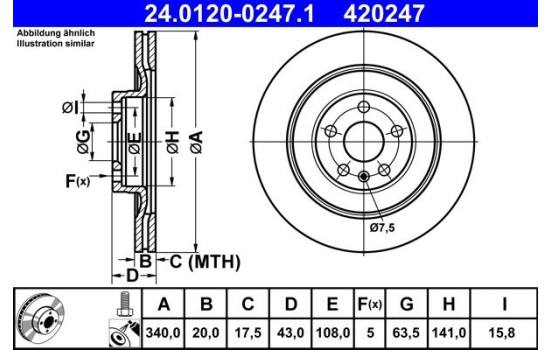 Brake disc 24.0120-0247.1 ATE