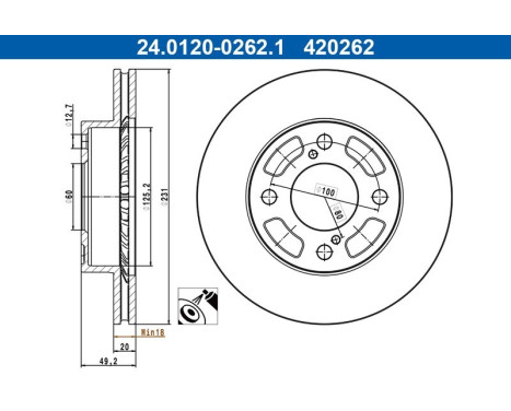 Brake disc 24.0120-0262.1 ATE